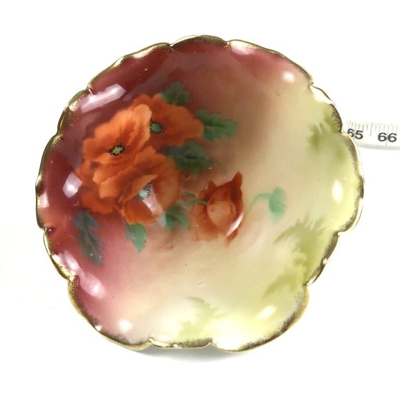 PT Bavaria Antique Trischenreuth Hand Painted Corn Poppy Bowl Scalloped 2.5  x 6 - Picture 5 of 9